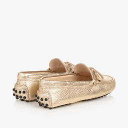 Tod's-حذاء موكاسين جلد لون ذهبي ميتاليك | Childrensalon Outlet