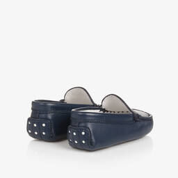 Tod's-حذاء جلد لون كحلي لمرحلة قبل المشي للمواليد | Childrensalon Outlet