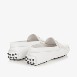 Tod's-حذاء موكاسين جلد لون أبيض للأطفال | Childrensalon Outlet