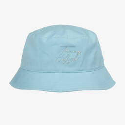 Tommy Hilfiger-Aqua Blue Cotton Bucket Hat  | Childrensalon Outlet