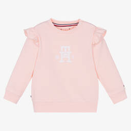 Tommy Hilfiger-Baby Girls Pink Cotton Frill Sweatshirt | Childrensalon Outlet
