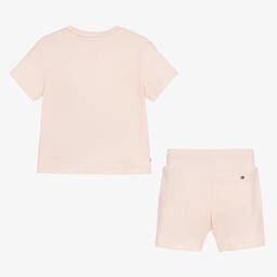 Tommy Hilfiger-طقم شورت قطن لون زهري للمولودات | Childrensalon Outlet