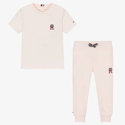 Tommy Hilfiger-Baby Girls Pink Cotton Trouser Set | Childrensalon Outlet