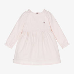Tommy Hilfiger-Белое хлопковое платье в розовую полоску для малышек | Childrensalon Outlet
