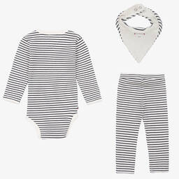 Tommy Hilfiger-Baby White Striped 3 Piece Trouser Set | Childrensalon Outlet