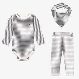 Tommy Hilfiger Baby White Striped 3 Piece Trouser Set