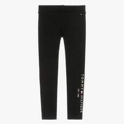 Tommy Hilfiger-Black Cotton Logo Leggings | Childrensalon Outlet