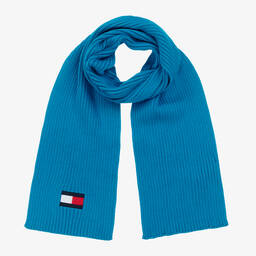 Tommy Hilfiger-Blue Cotton Knit Flag Scarf | Childrensalon Outlet