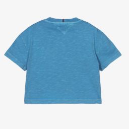 Tommy Hilfiger-Blue Logo Cropped T-Shirt | Childrensalon Outlet