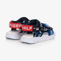 Tommy Hilfiger-Blue & Red Woven Velcro Logo Sandals | Childrensalon Outlet