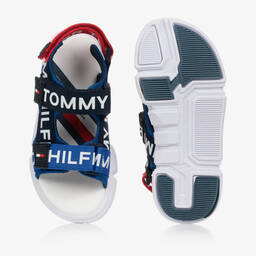 Tommy Hilfiger-Blue & Red Woven Velcro Logo Sandals | Childrensalon Outlet