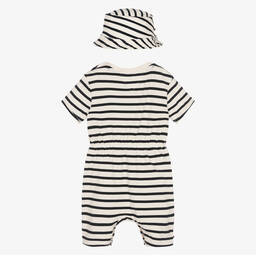 Tommy Hilfiger-Blue Striped Shortie & Hat Set | Childrensalon Outlet