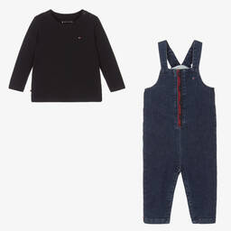 Tommy Hilfiger-Синий топ и джинсовый полукомбинезон | Childrensalon Outlet