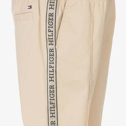 Tommy Hilfiger-Boys Beige Cotton Drawstring Trousers | Childrensalon Outlet