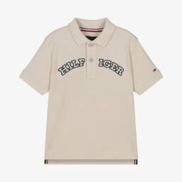 Tommy Hilfiger-Бежевая рубашка поло для мальчиков | Childrensalon Outlet