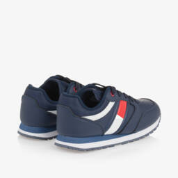 Tommy Hilfiger-Boys Blue Faux Leather Sneakers | Childrensalon Outlet