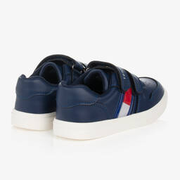 Tommy Hilfiger-Boys Blue Faux Leather Trainers | Childrensalon Outlet
