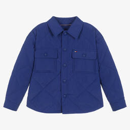 Tommy Hilfiger-Boys Blue Quilted Shacket | Childrensalon Outlet