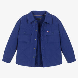 Tommy Hilfiger-Boys Blue Quilted Shacket | Childrensalon Outlet