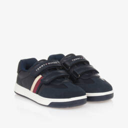 Tommy Hilfiger-Boys Blue Velcro Stripe Trainers | Childrensalon Outlet