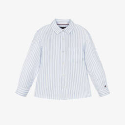 Tommy Hilfiger-قميص كلاسيكي مخطط باللون الأزرق للأولاد | Childrensalon Outlet