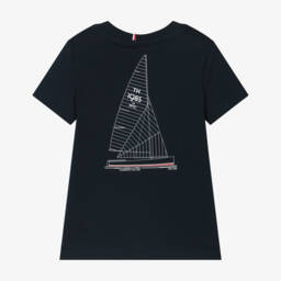 Tommy Hilfiger-Boys Classic Navy Cotton Tee | Childrensalon Outlet