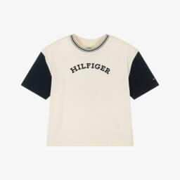 Tommy Hilfiger-تيشيرت قطن بلون كريمي للأولاد | Childrensalon Outlet