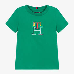 Tommy Hilfiger-Boys Green Monogram Cotton T-Shirt | Childrensalon Outlet