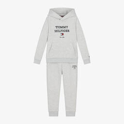 Tommy Hilfiger-Серый хлопковый спортивный костюм с капюшоном для мальчиков | Childrensalon Outlet