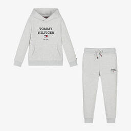 Tommy Hilfiger-Серый хлопковый спортивный костюм с капюшоном для мальчиков | Childrensalon Outlet