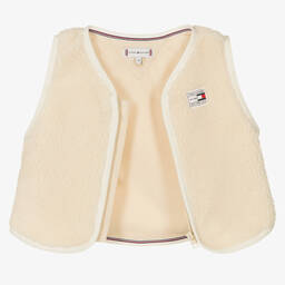 Tommy Hilfiger-Boys Ivory Borg Fleece Gilet  | Childrensalon Outlet