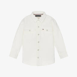 Tommy Hilfiger-قميص دنيم قطني عاجي للأولاد | Childrensalon Outlet