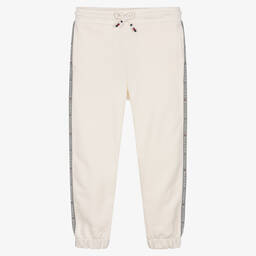 Tommy Hilfiger-Boys Ivory Cotton Logo Joggers  | Childrensalon Outlet