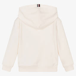 Tommy Hilfiger-Boys Ivory Cotton Logo Zip-Up Hoodie | Childrensalon Outlet