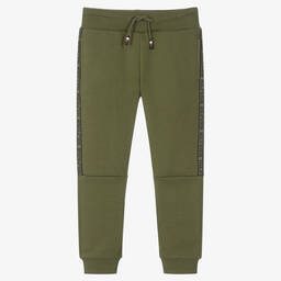 Tommy Hilfiger-Boys Khaki Green Jersey Joggers | Childrensalon Outlet