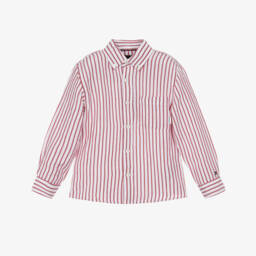 Tommy Hilfiger-قميص مخطط أحمر من مزيج الكتان للأولاد | Childrensalon Outlet