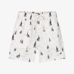 Tommy Hilfiger-شورت بحري أبيض من الكتان للأولاد | Childrensalon Outlet