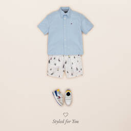 Tommy Hilfiger-شورت بحري أبيض من الكتان للأولاد | Childrensalon Outlet