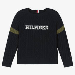 Tommy Hilfiger-Синий свитер крупной вязки для мальчиков | Childrensalon Outlet