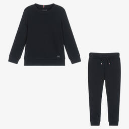 Tommy Hilfiger-Boys Navy Blue Cotton Jersey Tracksuit | Childrensalon Outlet