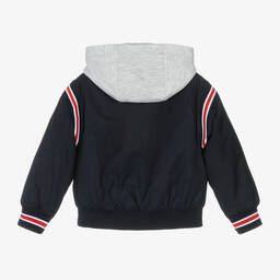 Tommy Hilfiger-Boys Navy Blue Hooded Bomber Jacket | Childrensalon Outlet