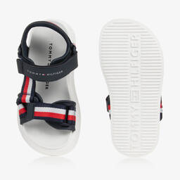 Tommy Hilfiger-صندل بشريط لاصق جلد صناعي لون كحلي للأولاد | Childrensalon Outlet