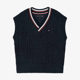 Tommy Hilfiger-Boys Navy Cable Knit Vest | Childrensalon Outlet