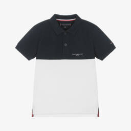 Tommy Hilfiger-Boys Navy Colorblock Polo Top | Childrensalon Outlet