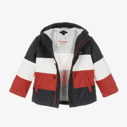 Tommy Hilfiger-Синяя куртка с капюшоном в стиле колор-блок | Childrensalon Outlet