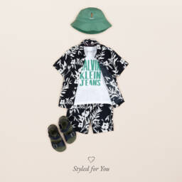 Tommy Hilfiger-Boys Navy Floral Cotton Shorts | Childrensalon Outlet