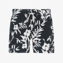Tommy Hilfiger-Boys Navy Floral Cotton Shorts | Childrensalon Outlet