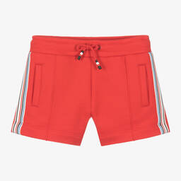 Tommy Hilfiger-Boys Red Cotton Striped Tape Shorts | Childrensalon Outlet