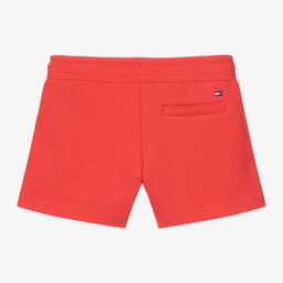 Tommy Hilfiger-Boys Red Cotton Striped Tape Shorts | Childrensalon Outlet