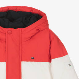 Tommy Hilfiger-Кремово-красный пуховик | Childrensalon Outlet